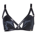 Jade high end black triangle bra with leather straps 