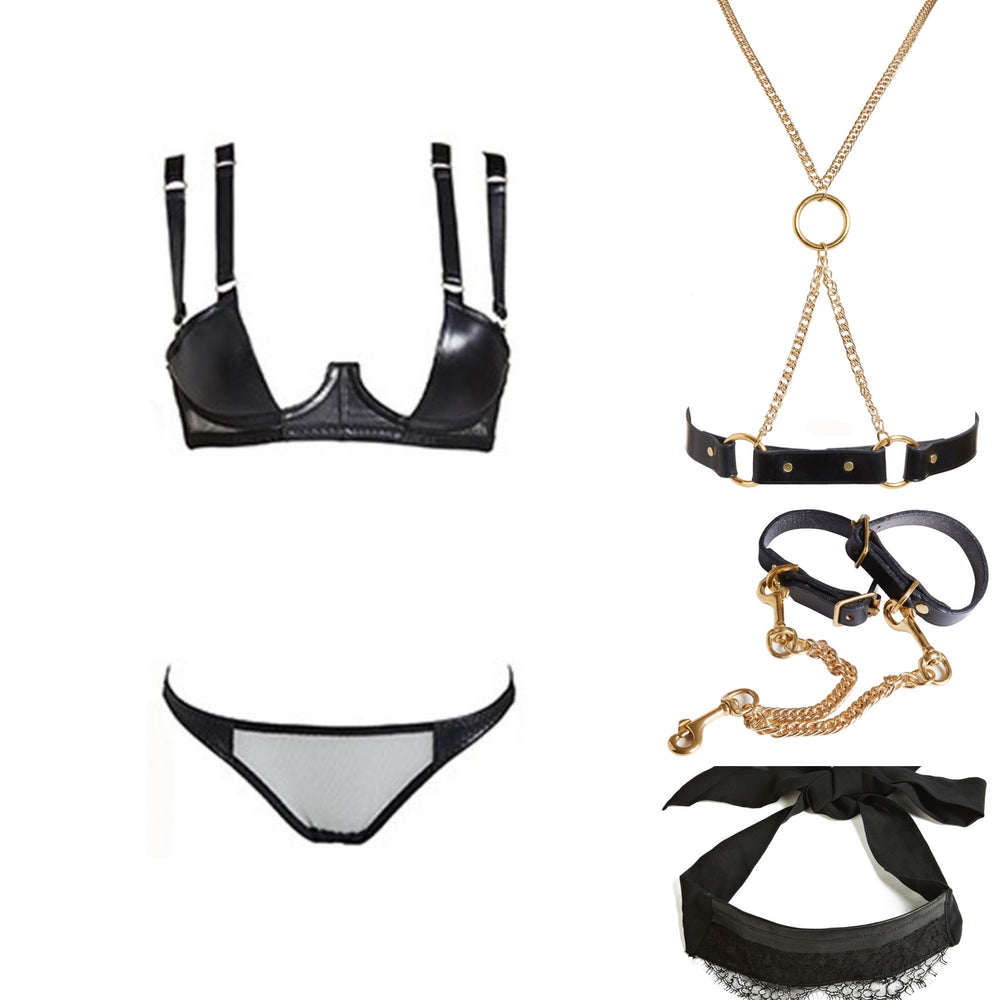 Nina Leather Demi Bra 5 Piece Gift Set
