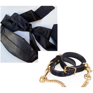
                  
                    Load image into Gallery viewer, Leather Mask &amp;amp; Half Inch Cuffs
                  
                