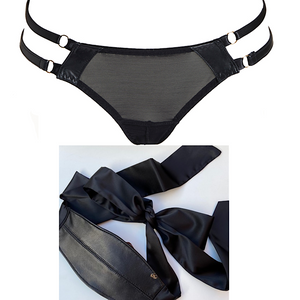 
                  
                    Load image into Gallery viewer, Nina Ouvert Brief &amp;amp; Real Leather Blindfold
                  
                