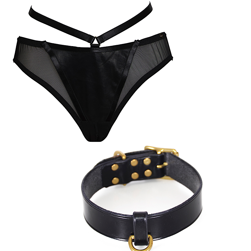 Mia Ouvert Brief with a Real Leather Collar