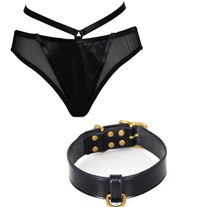 
                  
                    Load image into Gallery viewer, Mia Ouvert Brief with a Real Leather Collar
                  
                