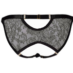 Black luxury lace open crotch knickers with a back peep bum detail.