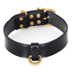 
                  
                    Load image into Gallery viewer, High quality leather bondage collar accessory with gold metal buckle
                  
                