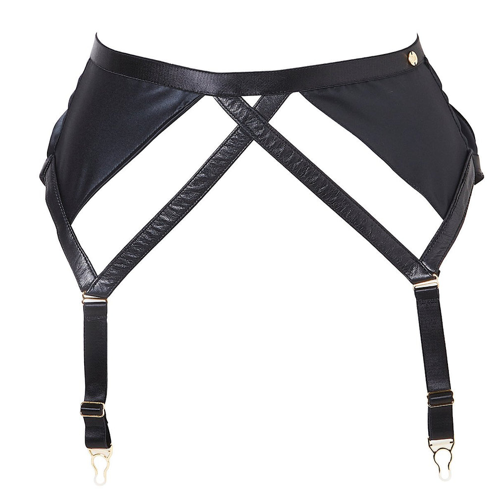 Jade high end ladies leather and satin suspender belt 