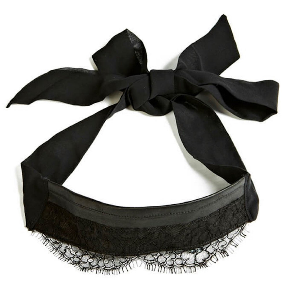 Decadent luxury blindfold made from real leather and French lace