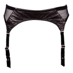 Luxury real leather panelled black garter belt with suspender straps