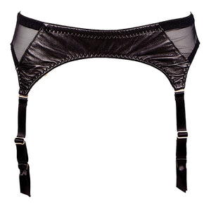 
                  
                    Load image into Gallery viewer, Luxury real leather panelled black garter belt with suspender straps
                  
                