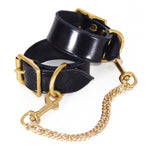 Real leather restraints are a perfect high end lingerie accessory for bondage inspired play